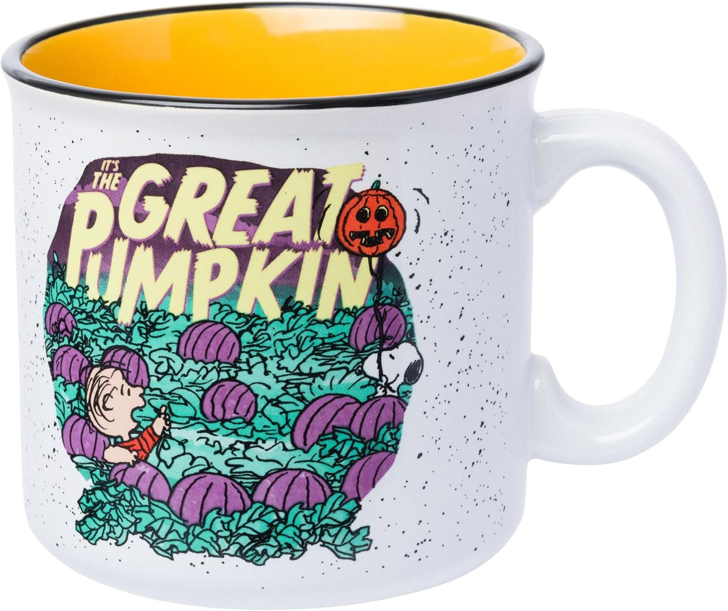 Silver Buffalo Peanuts The Great Pumpkin Featuring Linus and Snooy Halloween Spooky Ceramic Camper Mug, 20 ounces