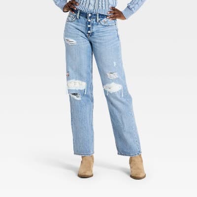 Women's Western Low-Rise Baggy Crafted Jeans - Universal Thread™ Light Wash 6