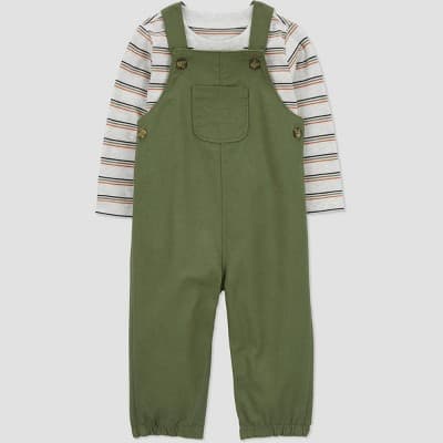 Carter's Just One You® Baby Boys' Striped Undershirt & Bottom Set - Green Newborn: Front Pocket