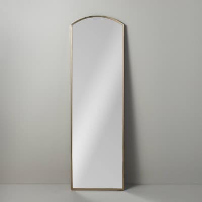 Arched 19"x64" Rectangular Metal Leaning Floor Mirror Brass - Hearth & Hand™ with Magnolia