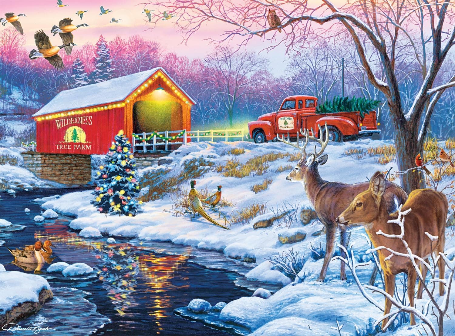 Cozy Christmas Puzzle: Buffalo 1000-Piece Darrell Bush
