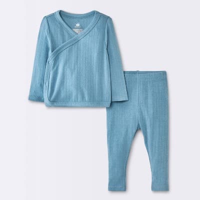 Baby Boys' 2pc Pointelle Top and Pants Set - Cloud Island™ Light Blue 24M