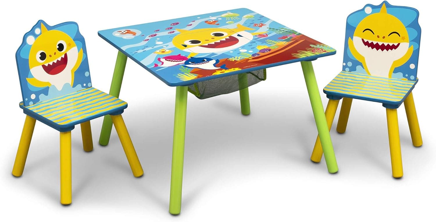 Kids' Art & Homework Table with 2 Chairs - Baby Shark