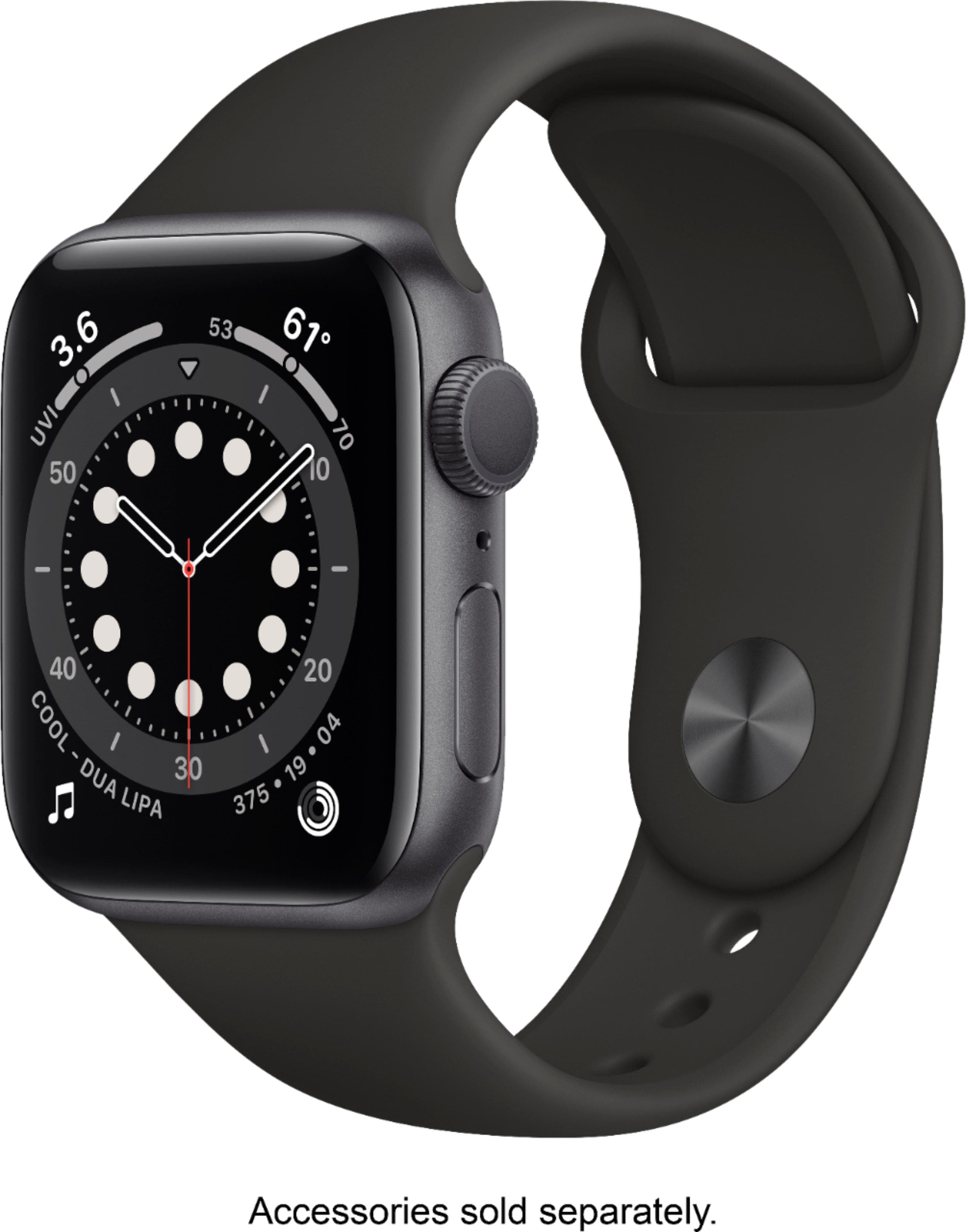 Geek Squad Certified Refurbished Apple Watch Series 6 (GPS) 40mm Aluminum Case with Black Sport Band - Space Gray - (2020)