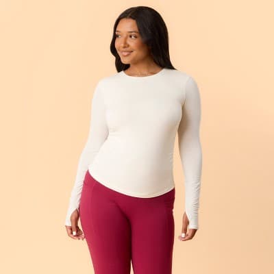Blogilates Women's Twisty Long Sleeve Top - Cream 3X
