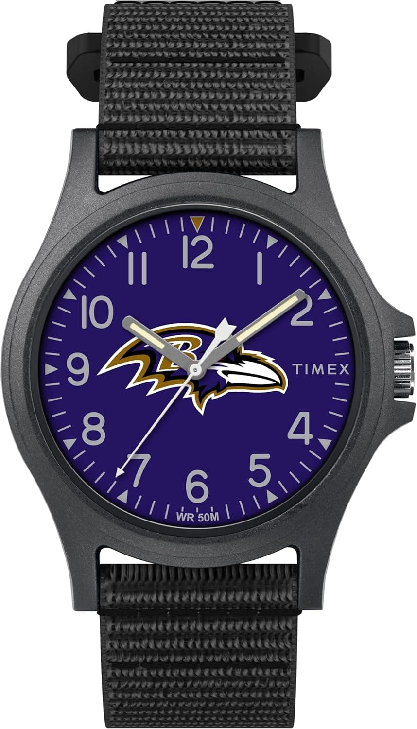 Timex Men's NFL Pride 40mm Watch – Baltimore Ravens with Black FastWrap Strap