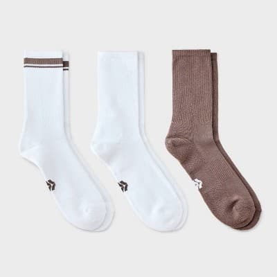 Men's Striped Tonal Varsity 3pk Crew Socks - All In Motion™ Persuading Gray 6-12