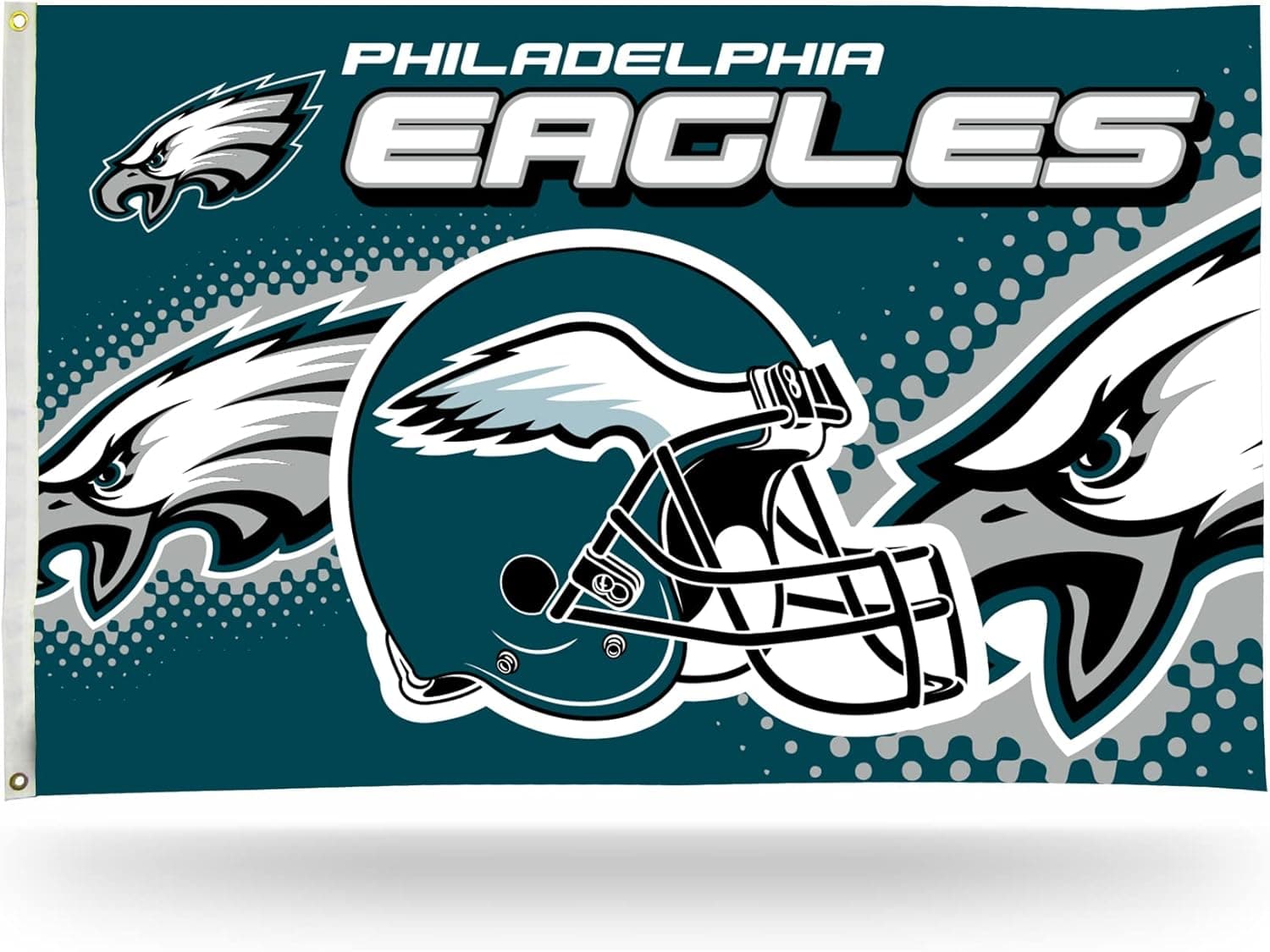 Rico Industries NFL Philadelphia Eagles Helmet 3-Foot by 5-Foot Single Sided Banner Flag with Grommets