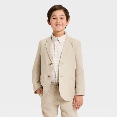 Boys' Linen Suit Jacket - Cat & Jack™ Beige 16
