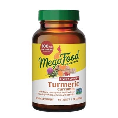 MegaFood Turmeric Supplement, Turmeric Curcumin with BioPerine, Liver Support, Vegan Tablets - 60ct: Non-GMO Project Verified