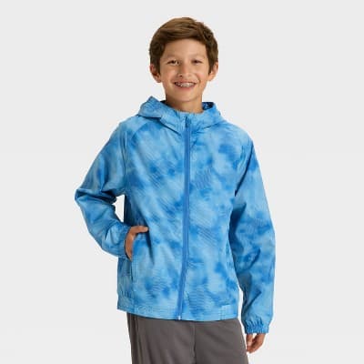 Boys' Tie-Dye Windbreaker Jacket - All In Motion™ Blue XL