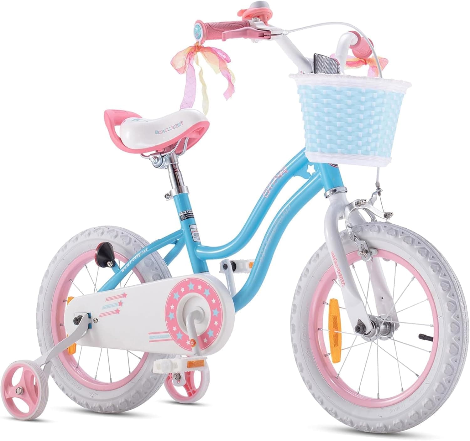 Royalbaby Stargirl Girls Bike with Training Wheels and Basket, Best Gifts for Girls. (Blue, 12 Inch)