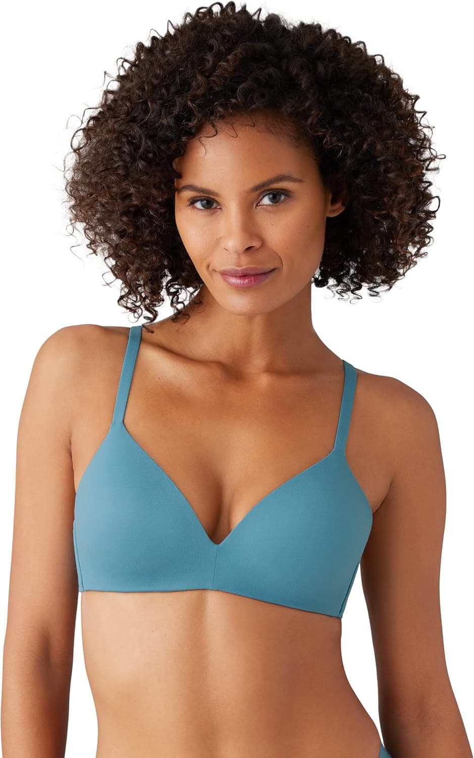 Wacoal Women's How Perfect Lightly Padded Wire Free Mid Coverage T-Shirt Bra, 852189, Provincial Blue, 32D