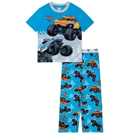 Monster Jam 2-Piece Short Sleeve and Pant Pajama Set, Sizes 4-12