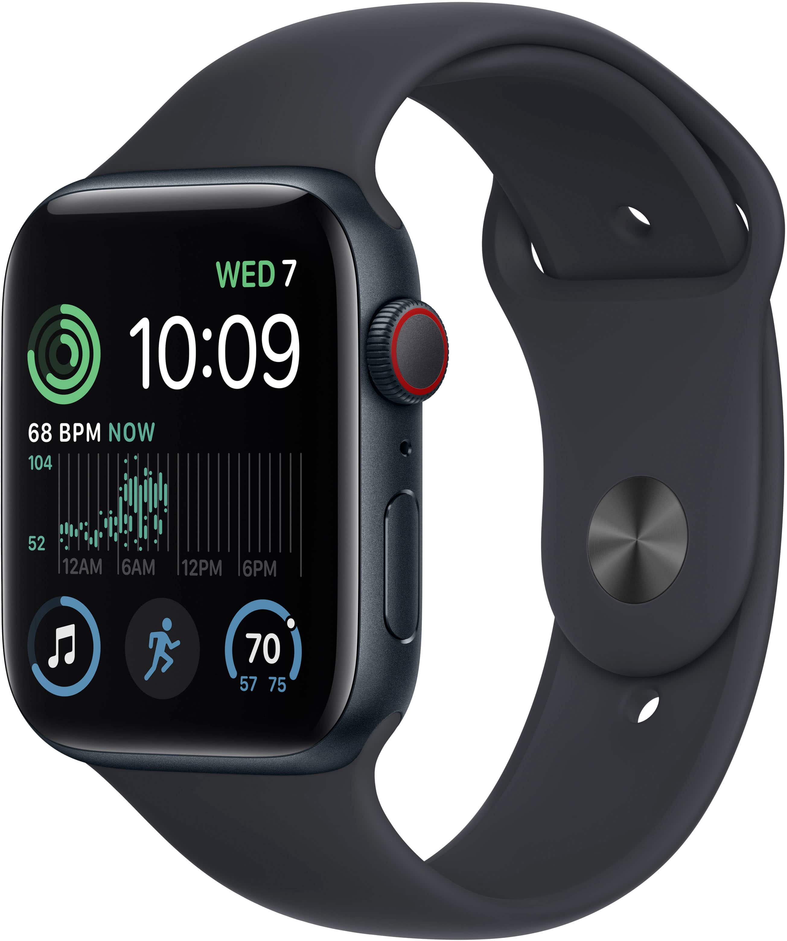 Refurbished Apple Watch SE 2nd Generation (GPS + Cellular) 44mm Aluminum Case with Midnight Sport Band - S/M - Midnight - (2022)