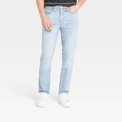 Men's Slim Fit Jeans - Goodfellow & Co™ Light Blue 32x30: Mid Rise, Stretch Denim, Breathable Fabric