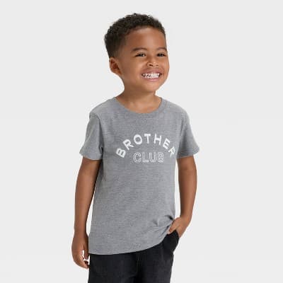 Toddler Boys' Short Sleeve Brother Club Graphic T-Shirt - Cat & Jack™ Gray 5T