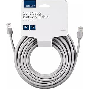 Get 50' Insignia Cat-6 Ethernet Cable for $8 with Free Shipping