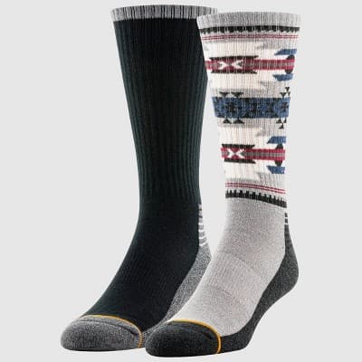 GOLDTOE Signature Collection Men's Aztec Hiker Crew Socks - Gray 6-12.5