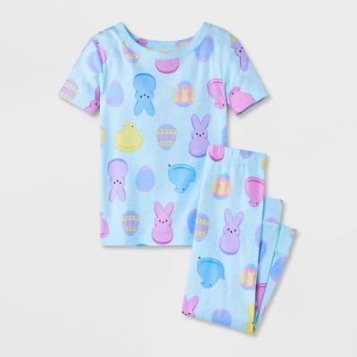 Toddler Boys' 2pc Snug Fit Easter Peeps Cotton Pajama Set - Blue 18M