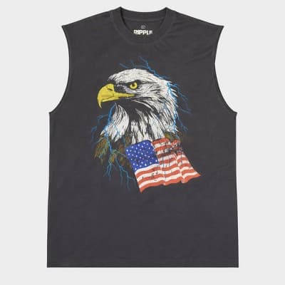 Men's Eagle Muscle Tank Top - Black XXL