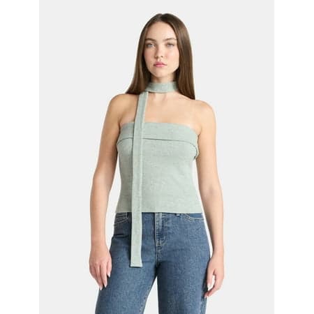 No Boundaries Foldover Tube Top and Scarf Set, 2-Piece, Women's