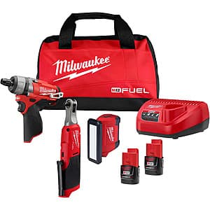 Milwaukee M12 Power Tool Combo: Screwdriver, Ratchet & Light