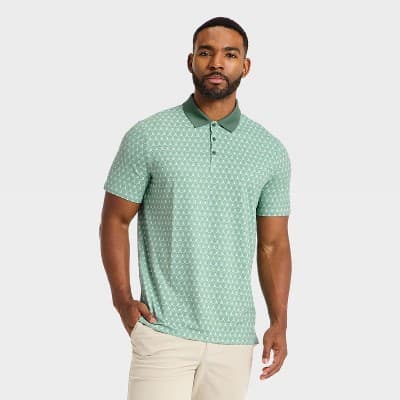 Men's Short Sleeve Textured Polo Shirt - All In Motion™ Green XS