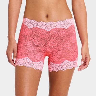 Women's Lace Boxer Brief Shorts - Wild Fable™ Pink M
