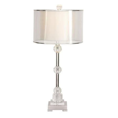 DecMode 30" Stacked Crystal Silver Table Lamp with Cream Metal Shade