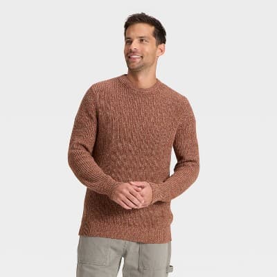 Men's Marled Crewneck Sweater - Goodfellow & Co™ Brown S