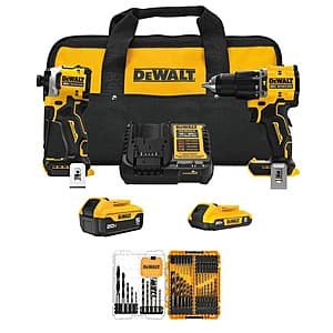 Powerful DEWALT Hammer Drill Kit with Batteries, Charger, and Bits