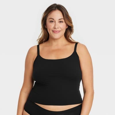 Women's Luxe 4-Way Stretch Cami Tank Top - Auden™ Black L: Nylon Spandex Blend, Adjustable Straps, Pullover Style