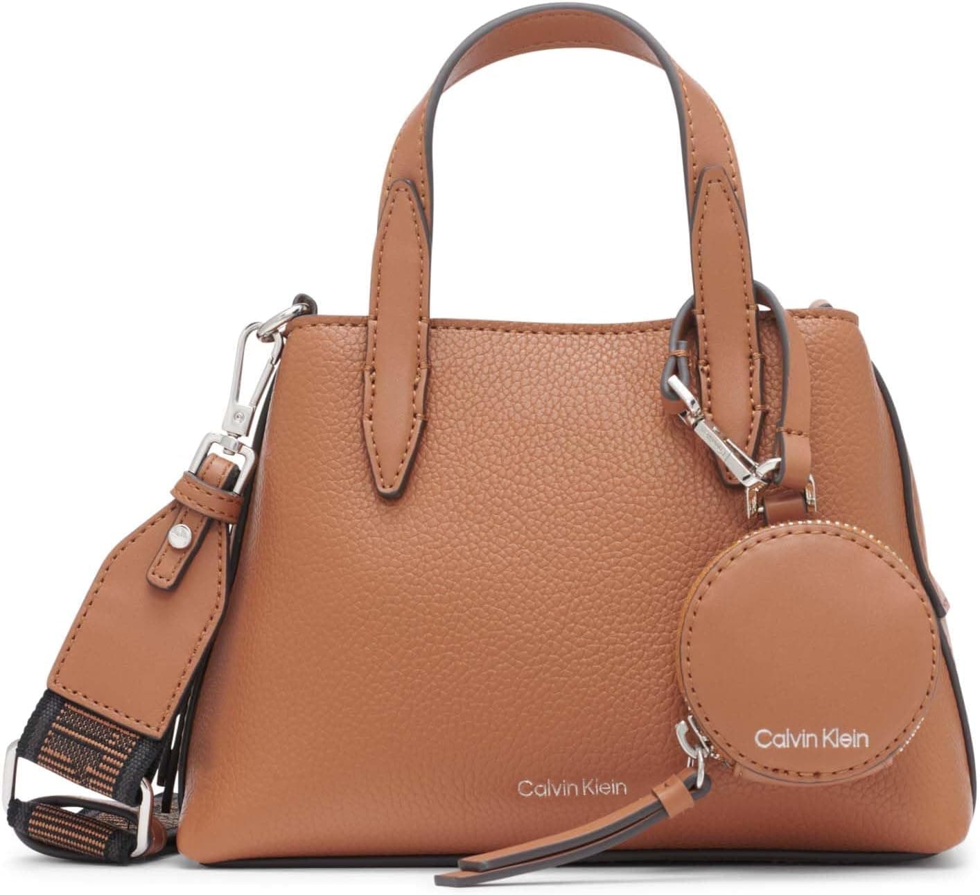 Calvin Klein Millie 2 in 1 Triple Compartment Mini Satchel Crossbody, Caramel, One Size