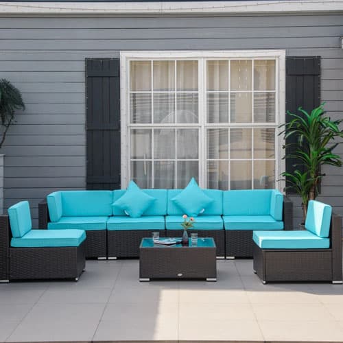 Outdoor Oasis: 7-Piece Modular Sofa Patio Set for $378