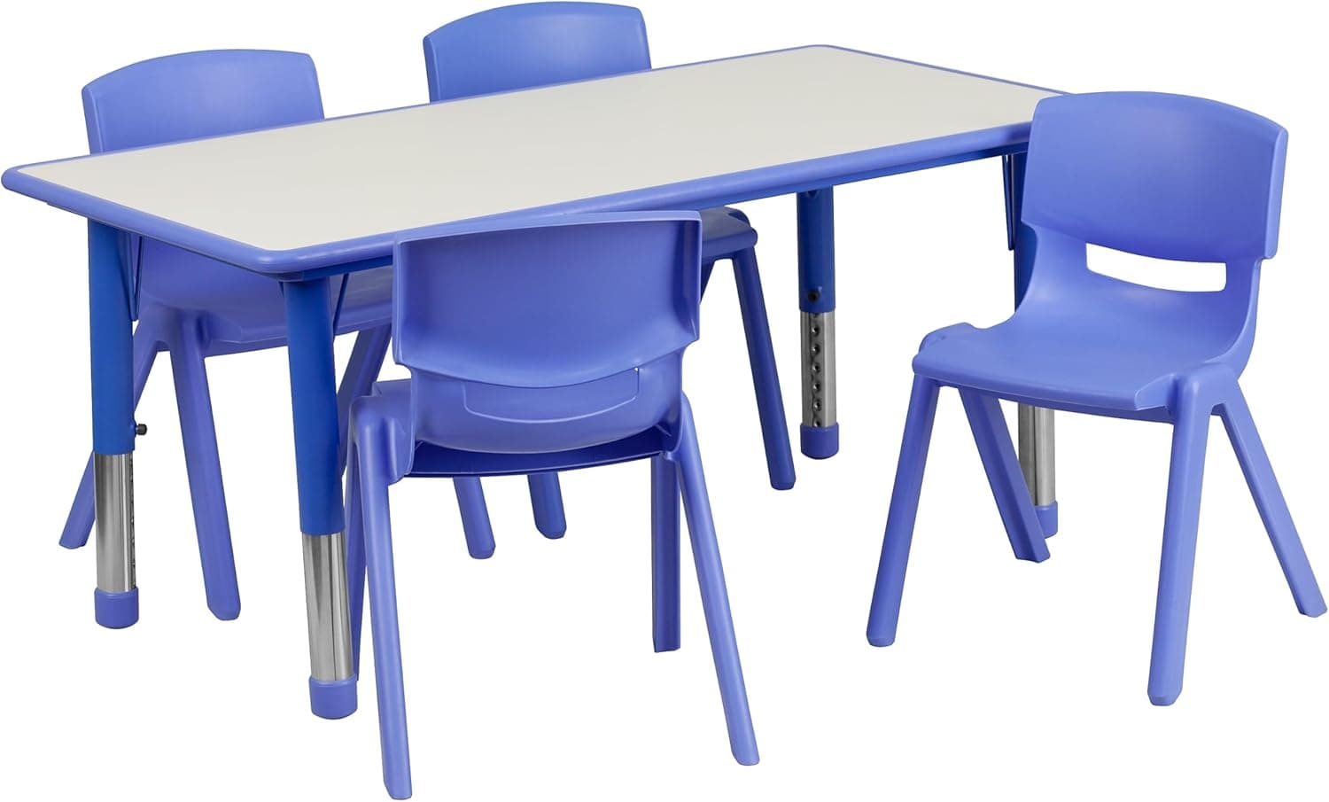 Adjustable Blue Plastic Table & Chairs Set on Sale