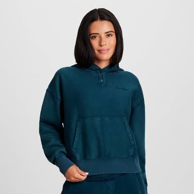 Champion Women's Vintage Wash Fleece Hooded Sweatshirt - Blue M