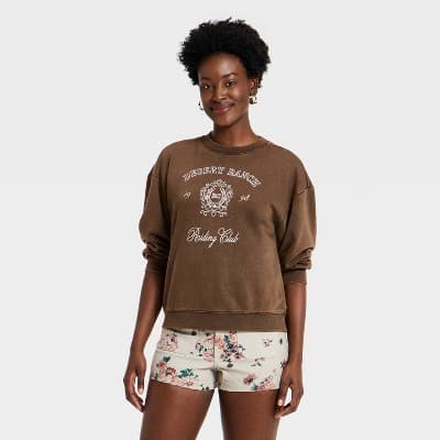Women's Western Graphic Pullover Sweatshirt - Universal Thread™ Brown M