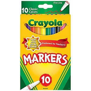Crayola Classic Markers: 10-Pack for $1 at Walmart