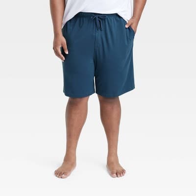 Men's Big & Tall 9" Knit Pajama Shorts - Goodfellow & Co™ Banner Blue 5XL: Midweight, Elastic Waistband