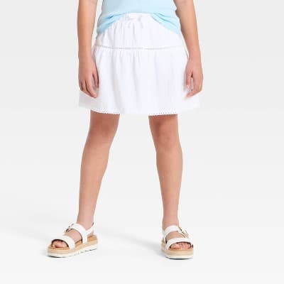 Girls' Woven Tiered Mini Skort - art class™ White XXL