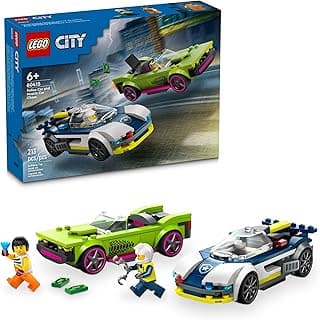 LEGO City Police Car and Muscle Car Chase, Emergency Vehicle Toy for Boys and Girls, Fun Gift for Kids Ages 6+ who Love Pretend Play Toys, Police Toy with Officer and Crook Minifigures, 60415