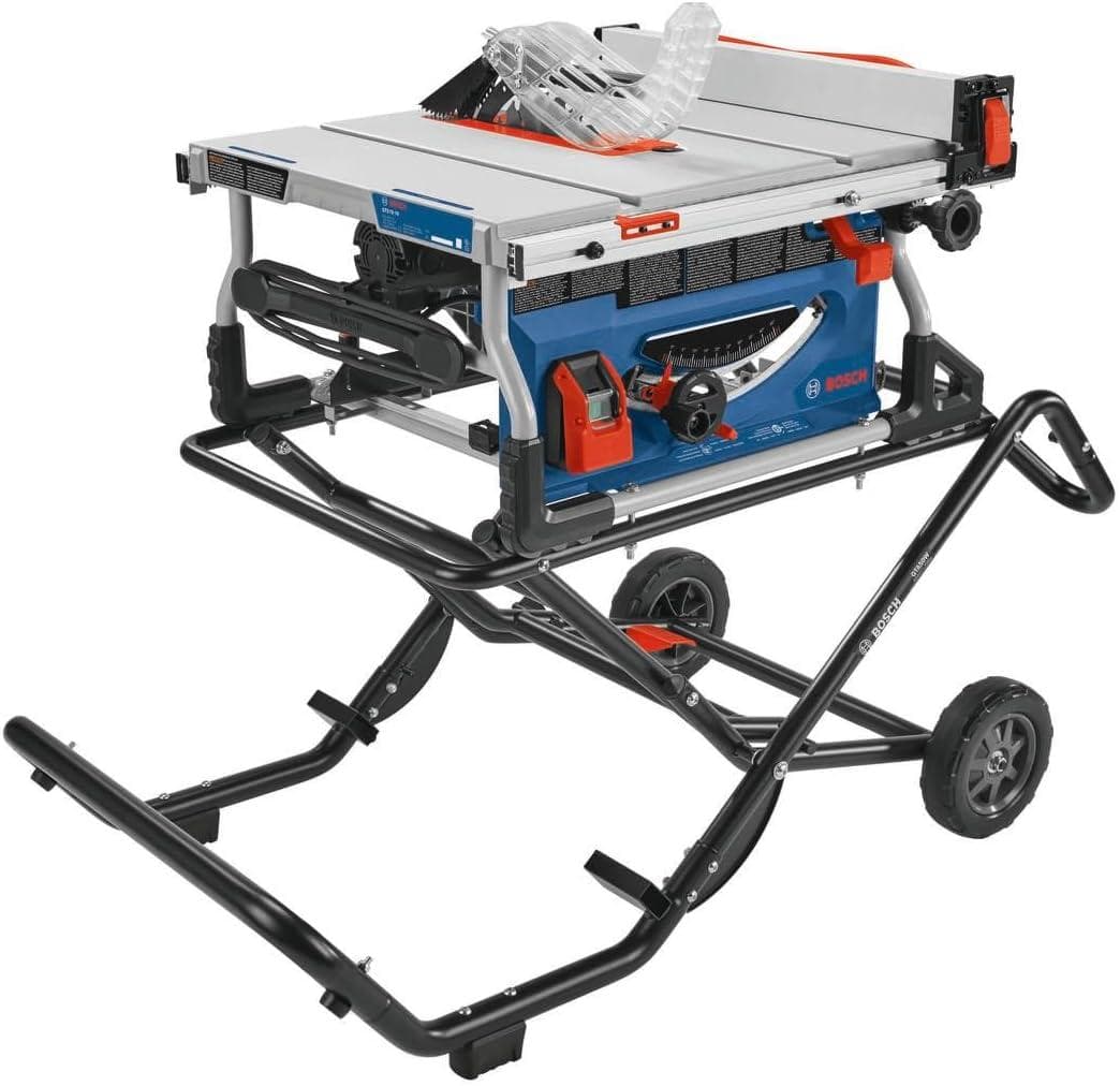Portable 10-Inch BOSCH Table Saw with Wheeled Stand