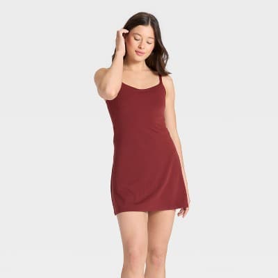 Women's Knit Ruched Active Dress - All In Motion™ Maroon XL