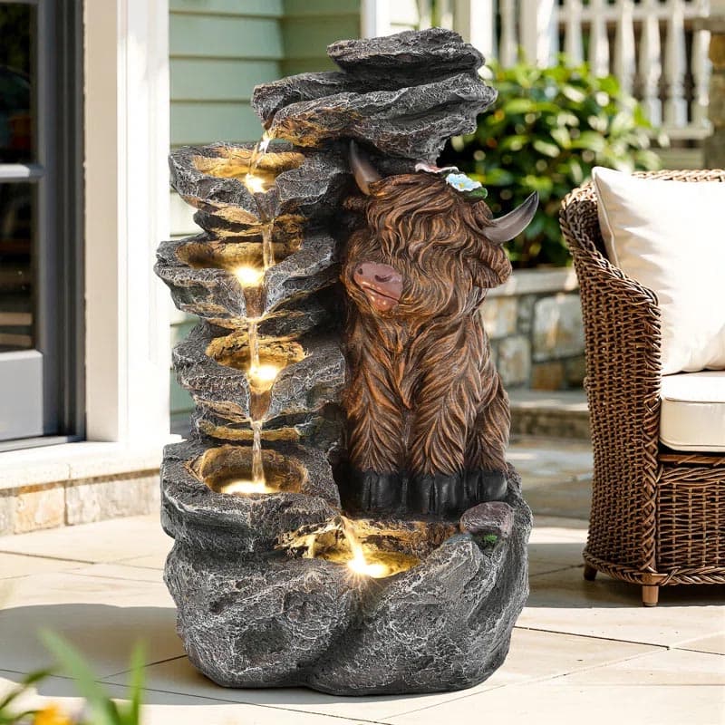 Wayfair's Charming Highland Cow Fountain