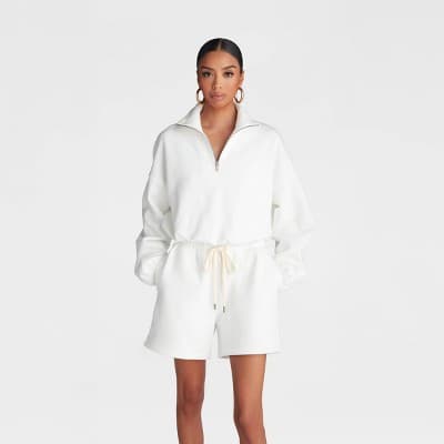 KBB by KAHLANA Women's Pullover 'The Quarter Zip Sweatshirt' - White XL