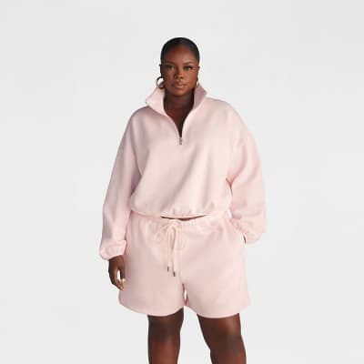 KBB by KAHLANA Women's Pullover 'The Quarter Zip Sweatshirt' - Light Pink 2X