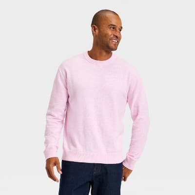Men's Big & Tall Soft Knit Crewneck Sweater - Goodfellow & Co™ Pink XXLT