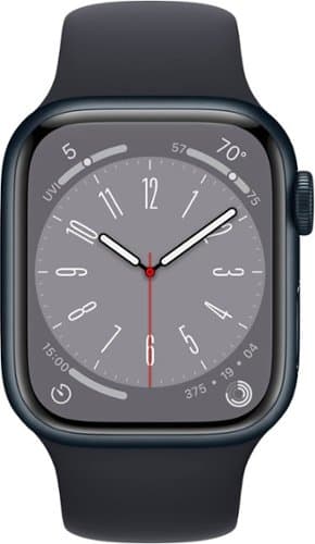 Geek Squad Certified Refurbished Apple Watch Series 8 (GPS + Cellular) 41mm Aluminum Case with Midnight Sport Band - M/L - Midnight - (2022)