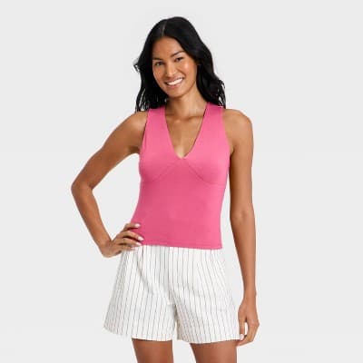 Women's V-Neck Tank Top - A New Day™ Pink S